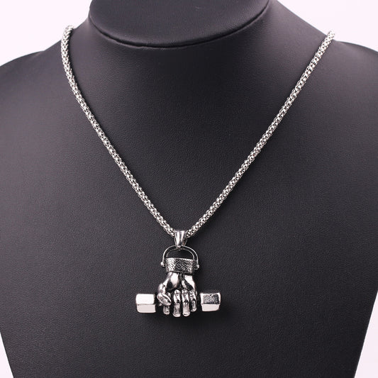Silver Dumbbell Necklace